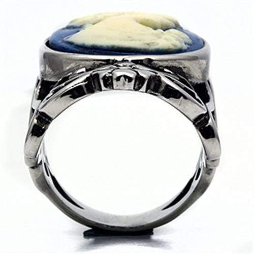Promise Rings TK632 Stainless Steel Ring with Synthetic in Capri Blue