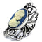 Promise Rings TK632 Stainless Steel Ring with Synthetic in Capri Blue