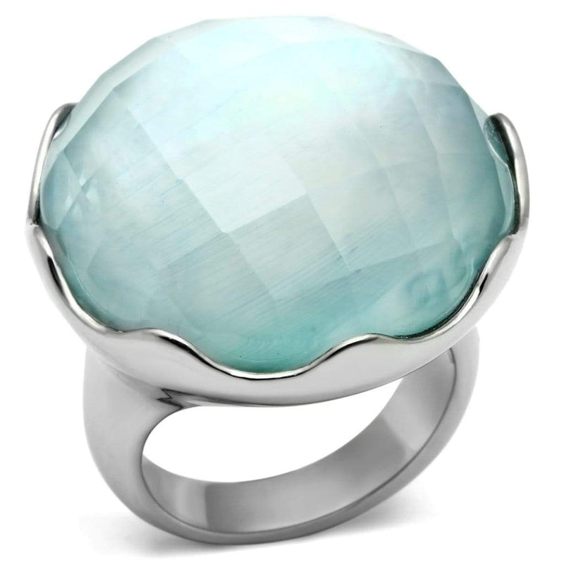 Promise Rings TK637 Stainless Steel Ring with Synthetic in Sea Blue