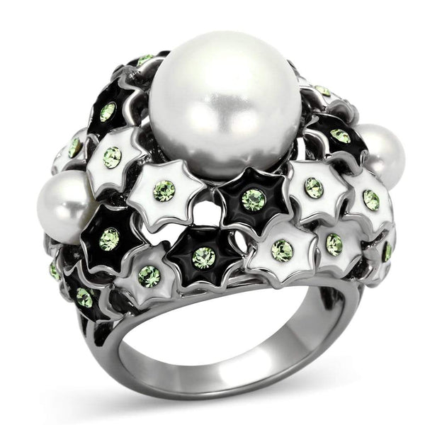 Promise Rings TK818 Stainless Steel Ring with Synthetic in White