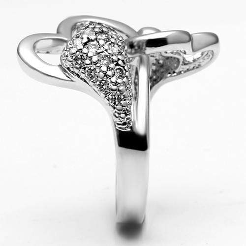 Proposal Ring 3W213 Rhodium Brass Ring with AAA Grade CZ