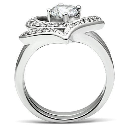 Proposal Ring 3W220 Rhodium Brass Ring with AAA Grade CZ