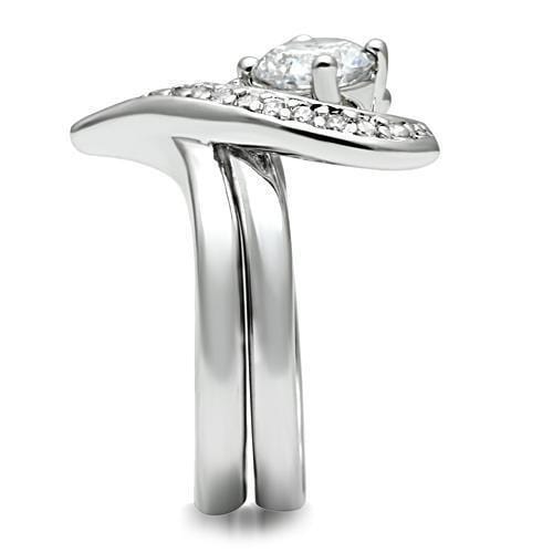 Proposal Ring 3W220 Rhodium Brass Ring with AAA Grade CZ