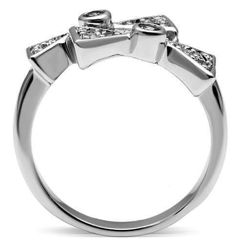 Proposal Ring 3W225 Rhodium Brass Ring with AAA Grade CZ