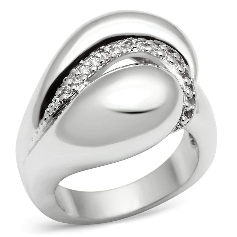 Proposal Ring 3W227 Rhodium Brass Ring with AAA Grade CZ