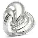 Proposal Ring 3W237 Rhodium Brass Ring with AAA Grade CZ