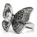 Proposal Ring 3W246 Rhodium Brass Ring with AAA Grade CZ