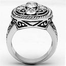 Proposal Ring 3W252 Rhodium Brass Ring with AAA Grade CZ