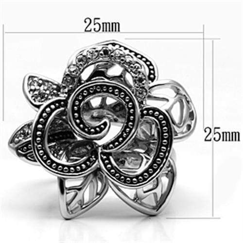 Proposal Ring 3W261 Rhodium Brass Ring with AAA Grade CZ