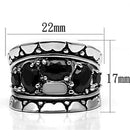 Proposal Ring 3W262 Rhodium Brass Ring with AAA Grade CZ in Black Diamond