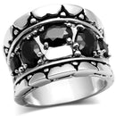 Proposal Ring 3W262 Rhodium Brass Ring with AAA Grade CZ in Black Diamond