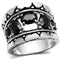 Proposal Ring 3W262 Rhodium Brass Ring with AAA Grade CZ in Black Diamond