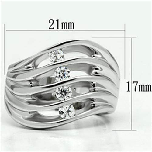 Proposal Ring 3W265 Rhodium Brass Ring with AAA Grade CZ