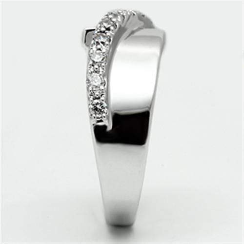 Proposal Ring 3W267 Rhodium Brass Ring with AAA Grade CZ