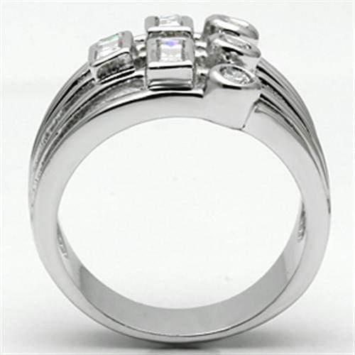 Proposal Ring 3W271 Rhodium Brass Ring with AAA Grade CZ