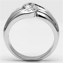 Proposal Ring 3W272 Rhodium Brass Ring with AAA Grade CZ