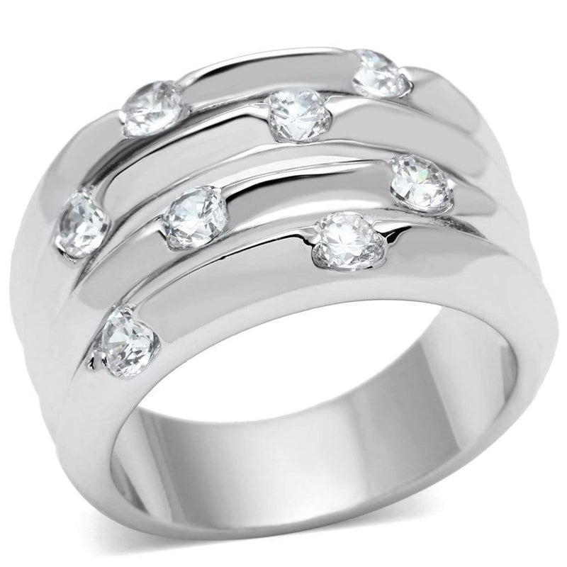 Proposal Ring 3W275 Rhodium Brass Ring with AAA Grade CZ