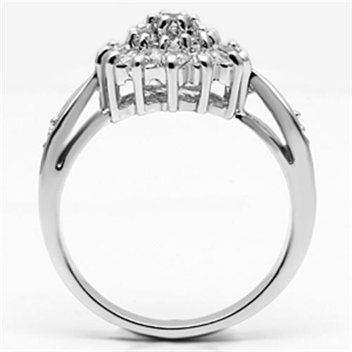 Proposal Ring 3W278 Rhodium Brass Ring with AAA Grade CZ