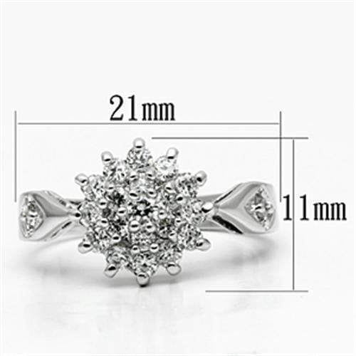 Proposal Ring 3W278 Rhodium Brass Ring with AAA Grade CZ