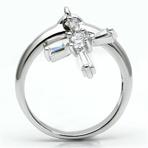 Proposal Ring 3W283 Rhodium Brass Ring with AAA Grade CZ