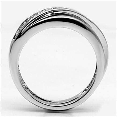 Proposal Ring 3W284 Rhodium Brass Ring with AAA Grade CZ