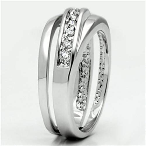 Proposal Ring 3W284 Rhodium Brass Ring with AAA Grade CZ