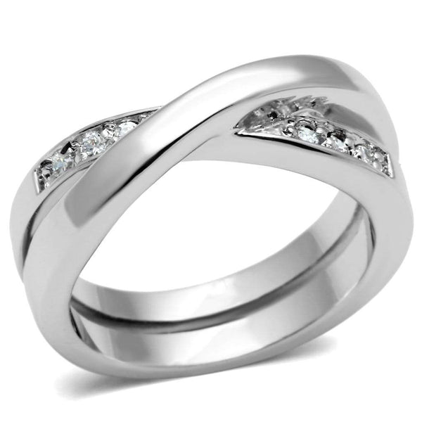 Proposal Ring 3W287 Rhodium Brass Ring with AAA Grade CZ