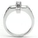 Proposal Ring 3W288 Rhodium Brass Ring with AAA Grade CZ