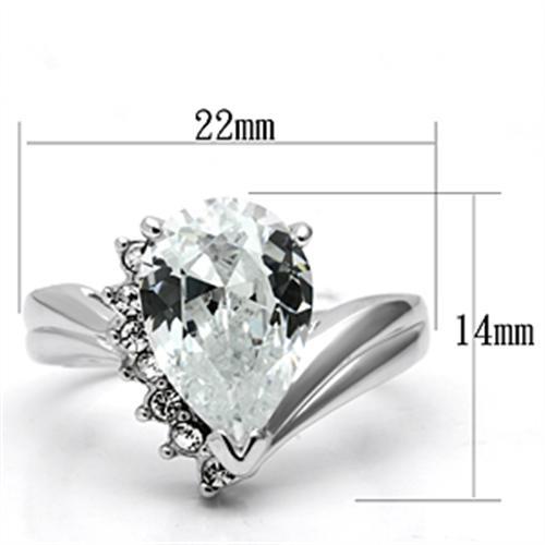 Proposal Ring 3W292 Rhodium Brass Ring with AAA Grade CZ