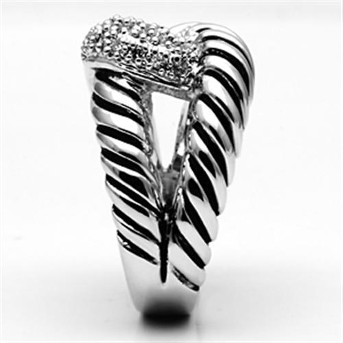 Proposal Ring 3W298 Rhodium Brass Ring with AAA Grade CZ