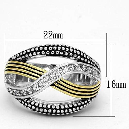 Proposal Ring 3W305 Reverse Two-Tone Brass Ring with AAA Grade CZ