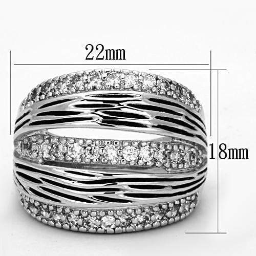 Proposal Ring 3W307 Rhodium Brass Ring with AAA Grade CZ