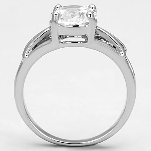 Proposal Ring 3W308 Rhodium Brass Ring with AAA Grade CZ