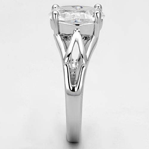 Proposal Ring 3W308 Rhodium Brass Ring with AAA Grade CZ