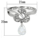 Proposal Ring 3W312 Rhodium Brass Ring with AAA Grade CZ