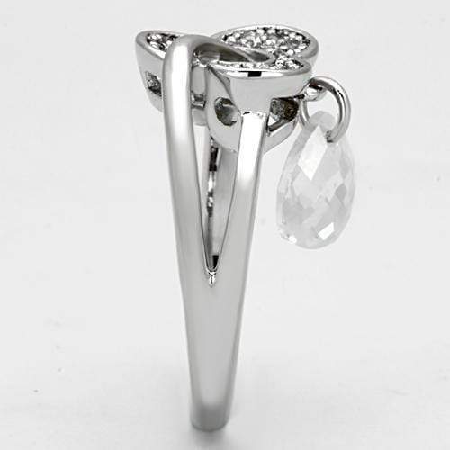 Proposal Ring 3W312 Rhodium Brass Ring with AAA Grade CZ