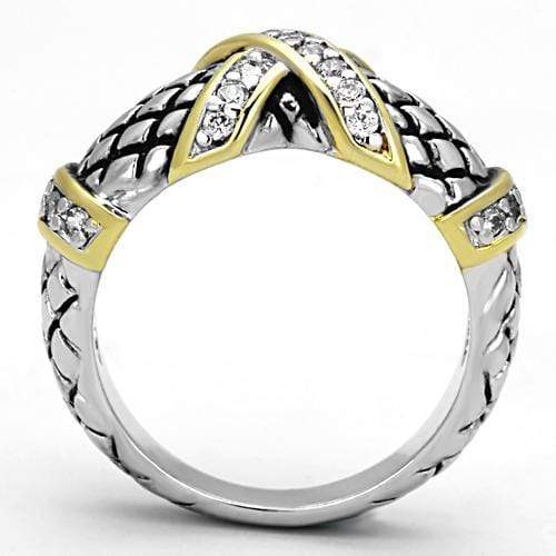 Proposal Ring 3W314 Reverse Two-Tone Brass Ring with AAA Grade CZ