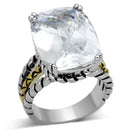 Proposal Ring 3w316 Reverse Two-Tone Brass Ring with AAA Grade CZ