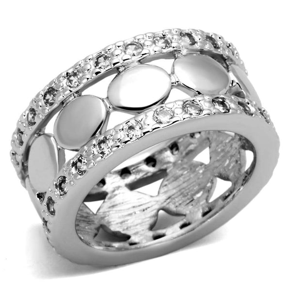 Proposal Ring 3w319 Rhodium Brass Ring with AAA Grade CZ