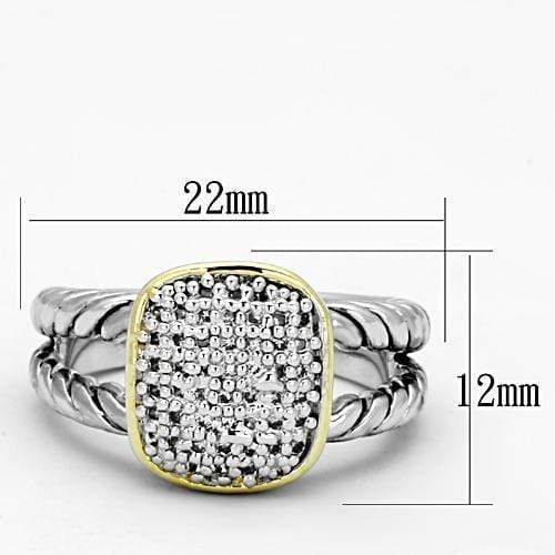 Proposal Ring 3W322 Reverse Two-Tone Brass Ring with AAA Grade CZ