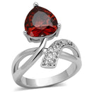 Proposal Ring 3W323 Rhodium Brass Ring with AAA Grade CZ in Garnet