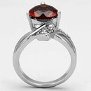 Proposal Ring 3W323 Rhodium Brass Ring with AAA Grade CZ in Garnet