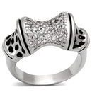 Proposal Ring 3W324 Rhodium Brass Ring with AAA Grade CZ