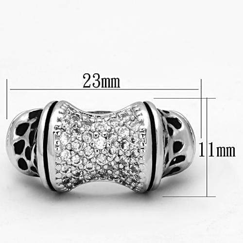 Proposal Ring 3W324 Rhodium Brass Ring with AAA Grade CZ