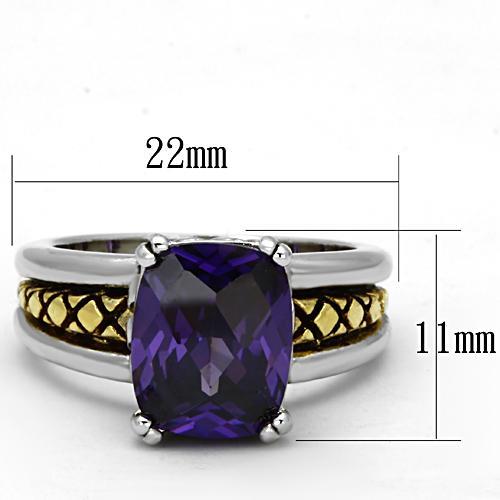 Proposal Ring 3W331 Reverse Two-Tone Brass Ring with AAA Grade CZ