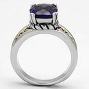 Proposal Ring 3W331 Reverse Two-Tone Brass Ring with AAA Grade CZ