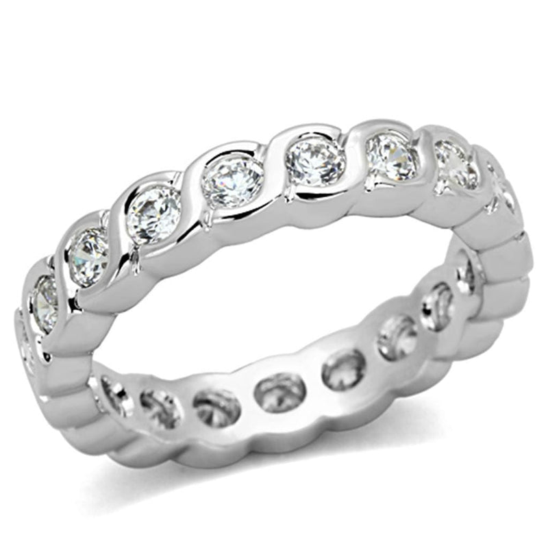 Proposal Ring 3W462 Rhodium Brass Ring with AAA Grade CZ