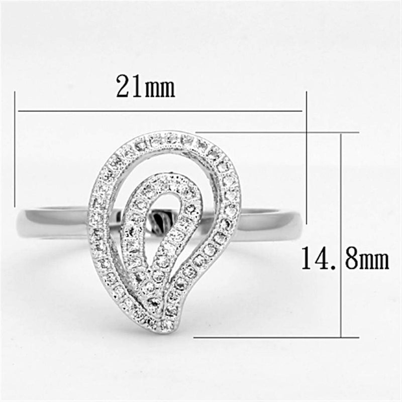 Proposal Ring 3W463 Rhodium Brass Ring with AAA Grade CZ