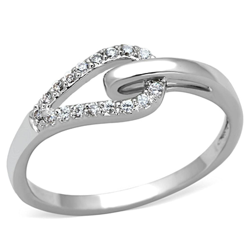 Proposal Ring 3W465 Rhodium Brass Ring with AAA Grade CZ