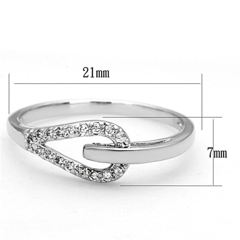 Proposal Ring 3W465 Rhodium Brass Ring with AAA Grade CZ